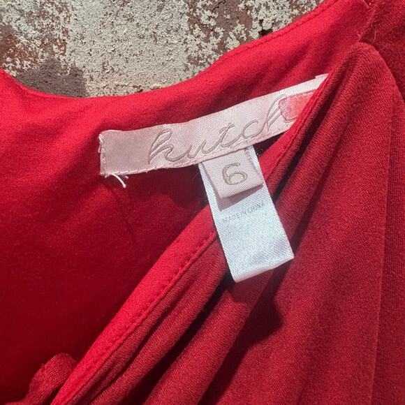 Hutch Cutout Tie Neck Sheath Midi Dress in Red Size 6 - Picture 9 of 10